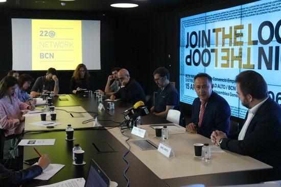 View of the press conference of the 22@Network bcn, the association of companies and institutions. (Photo: Aina Martí)